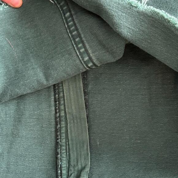 Free People Turquoise Green Denim Mini Skirt – Raw Hem Front Zip Vintage Grunge - Picture 4 of 5